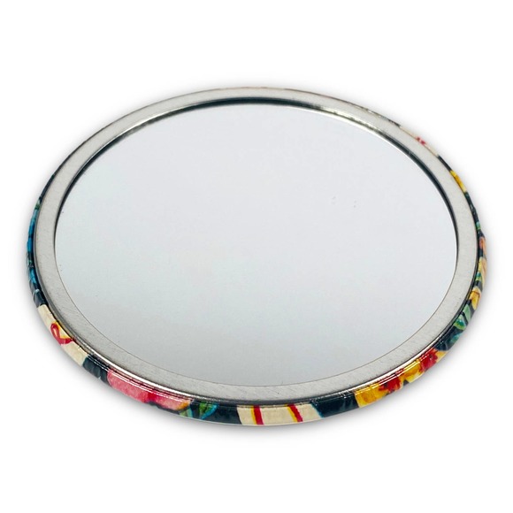 Vintage Upcycled 1950s Wrapping Paper Pocket Makeup Mirror 3" - Picture 2 of 9